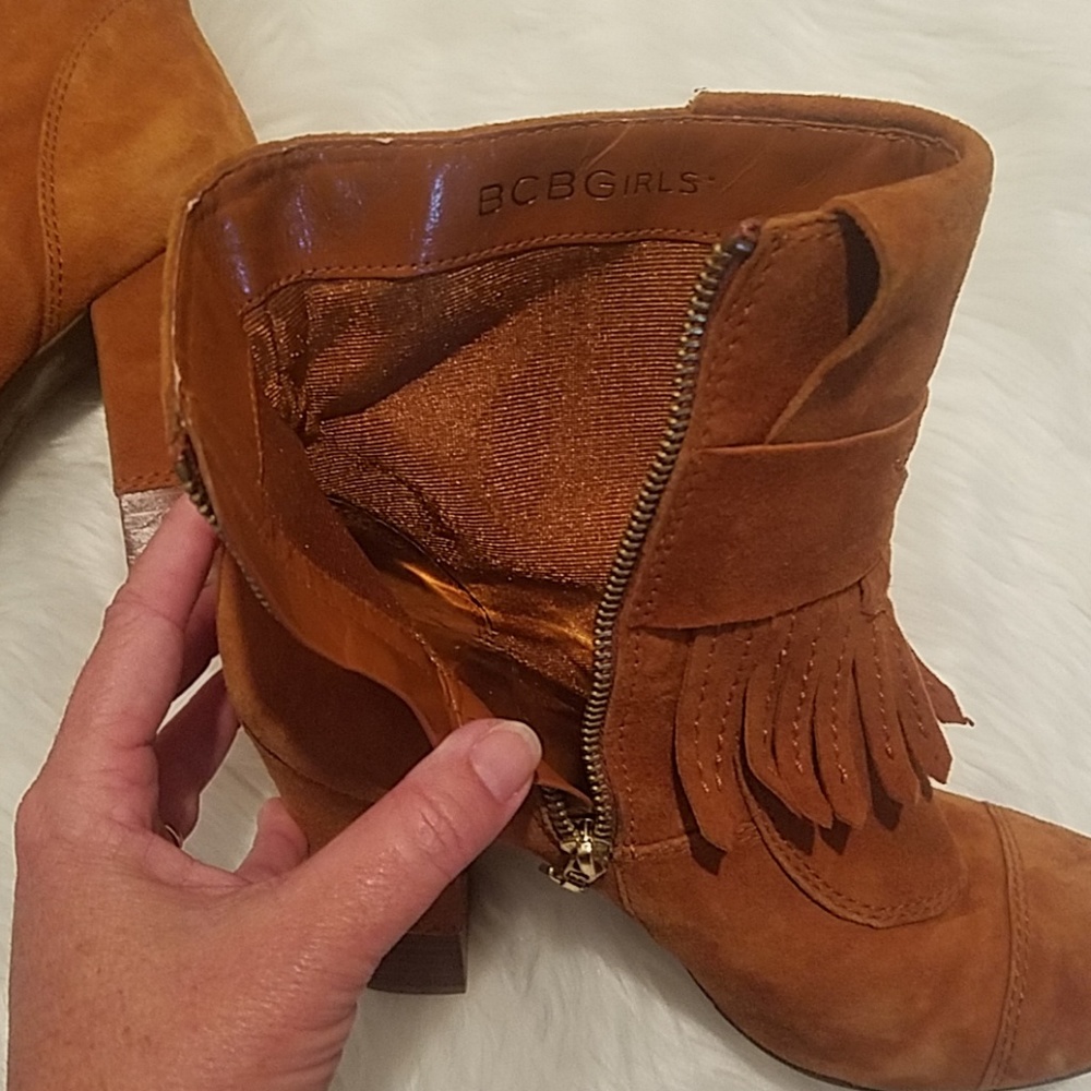 BCBG Brown Suede Fringe Boots - Picture 7 of 8